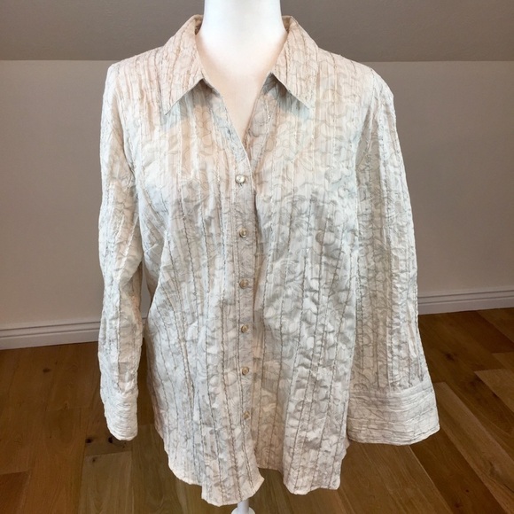 Vintage Floral Sequin Long Sleeve Blouse - Picture 1 of 5